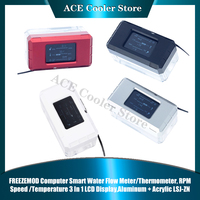 FREEZEMOD Computer Smart Water Flow Meter/Thermometer, RPM Speed /Temperature 3 In 1 LCD Display,Aluminum + Acrylic LSJ-ZN