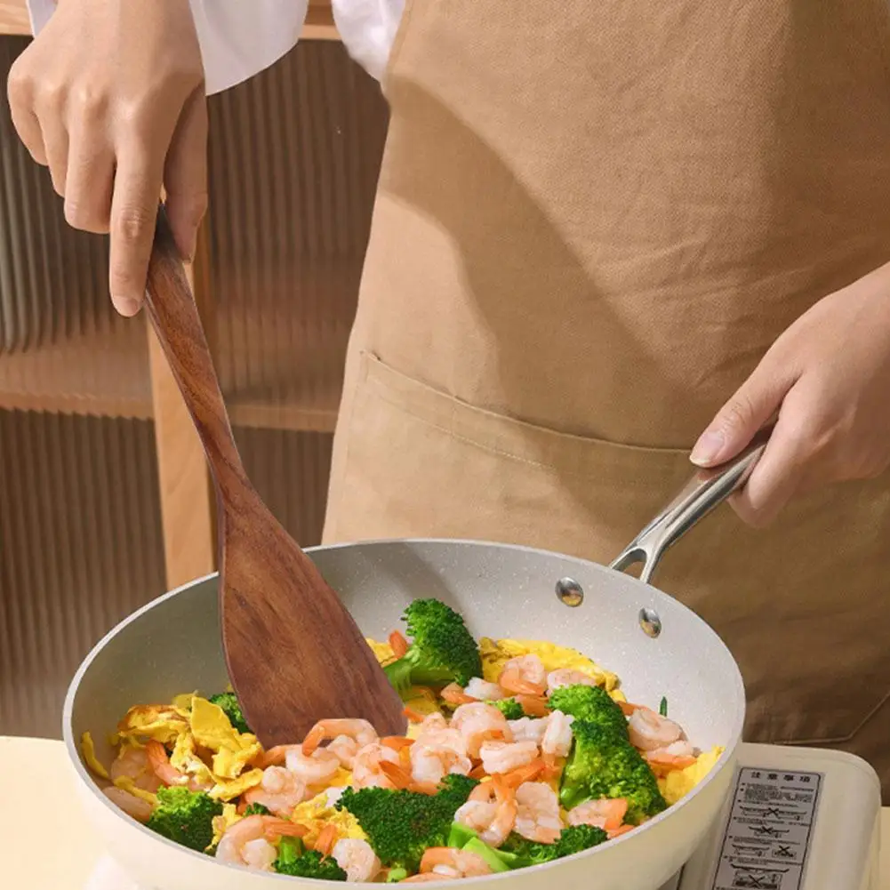 ملاعق خشبية للطبخ ، طقم أواني طبخ من خشب السنط ، أدوات المطبخ ، مسند الملعق ، عدة أواني طهي غير لاصقة ، آمنة #5