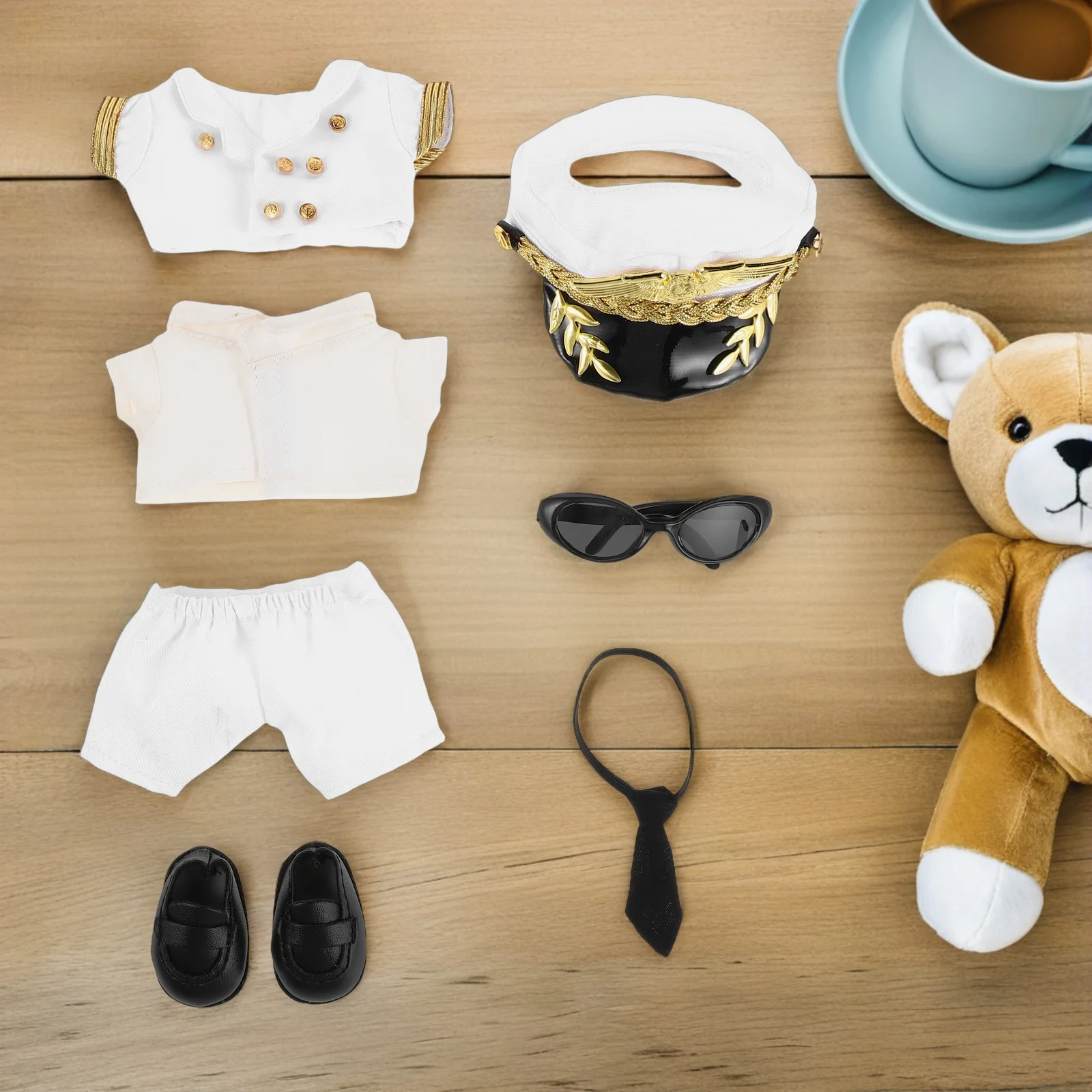 

1 комплект кавайного наряда капитана, одежда для пилота для крошечных декоративных аксессуаров, комплект костюма капитана, одежда для пилота