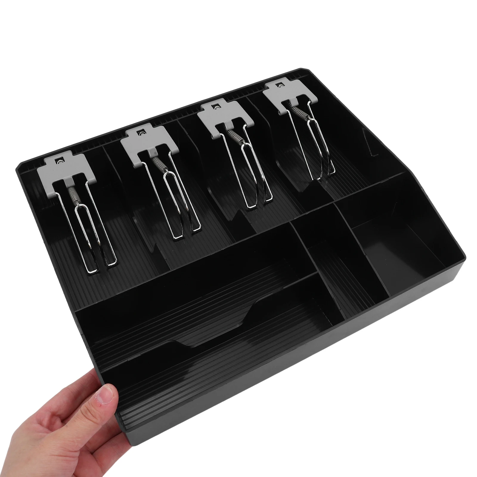 Multi-Grid Cashier 3 Bill 3 Coin Compartments Multiple Compartment Storage Tray Money Organizer Cash Drawer Tray Storage Stand