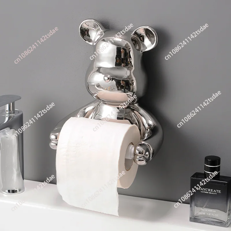 Luxury Bear Roll Paper Holder Household Toilet Face Towel Toilet Hanging Wall Waterproof Storage Tissue Box