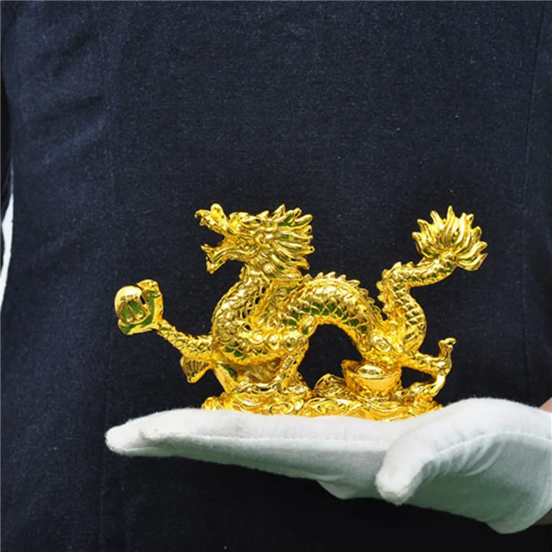 5x-中国の干支ゴールデンドラゴン像動物装飾家の装飾