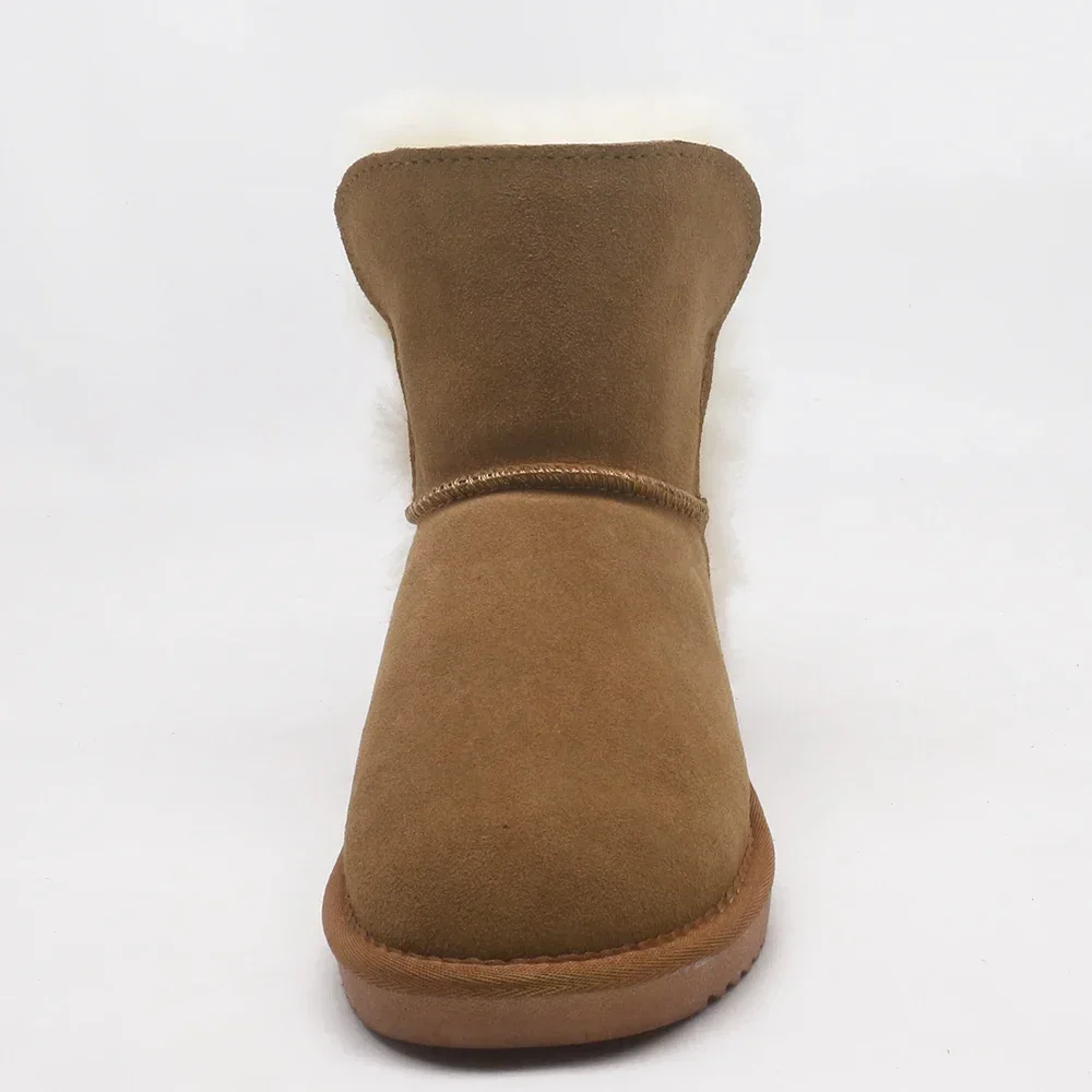 Natural Fur Warm Winter Boots for Women Genuine Leather Woman Ankle Boots Thick Wool Boots Ladies Slip-on Water Resistant‌ Shoes
