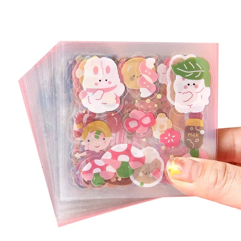 10 Teile/los Kawaii Cartoon Mädchen Kaninchen Graffiti Aufkleber für Kinder Hand-akcount Laser Material Aufkleber Telefon Fall Laptop Paster