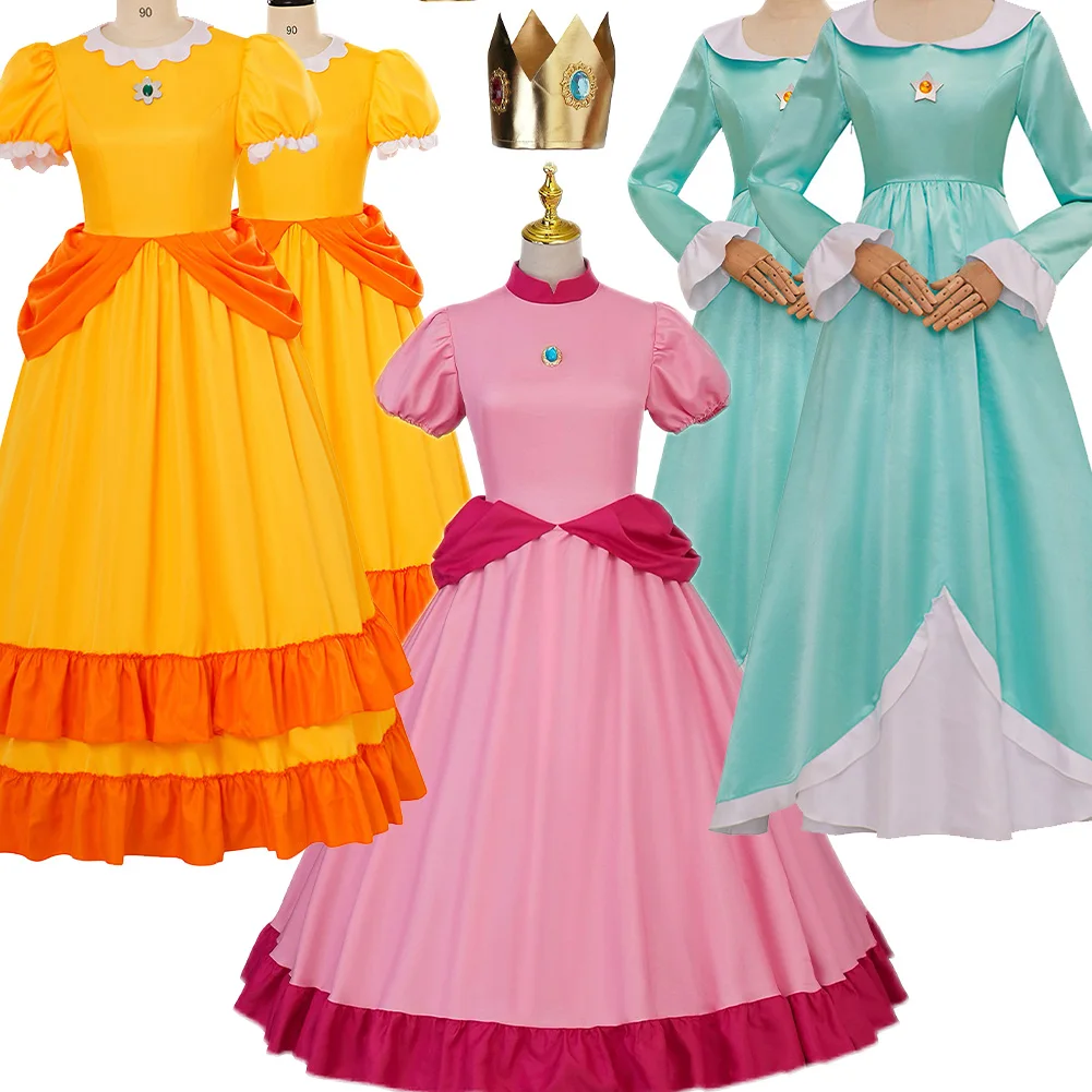 

Super Mario Halloween Costume Set: Princess Peach, Rosalina, Daisy Dress Outfit for Cosplay Carnival Party Fancy Dress
