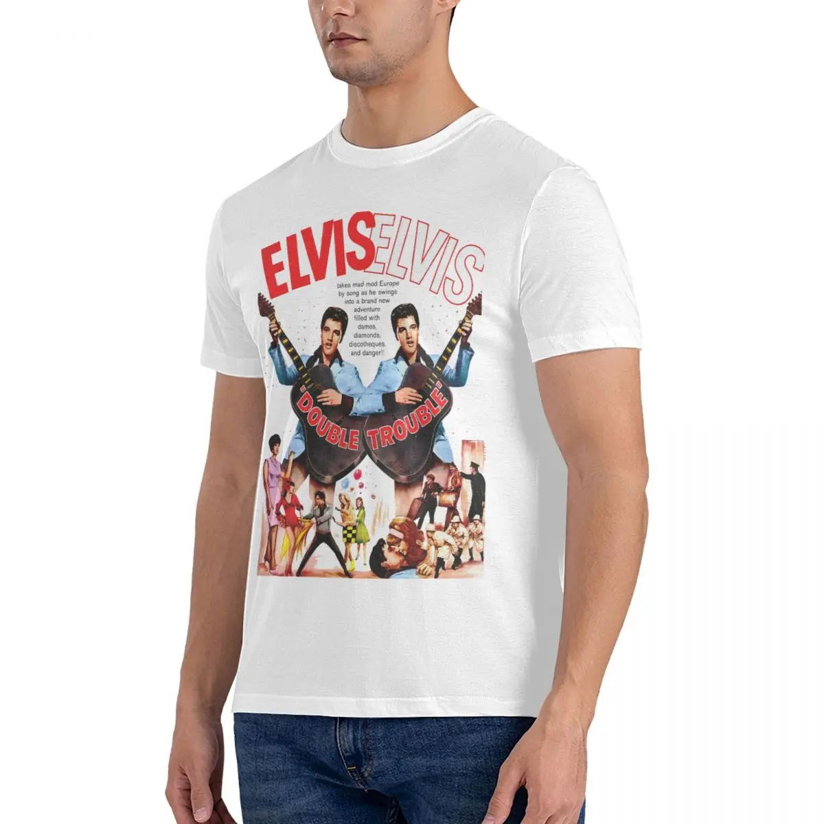 Funny Poster T-Shirt for Men Crewneck 100% Cotton T Shirts E-Elvis Singer Presley Short Sleeve Tees Birthday Present Clothes