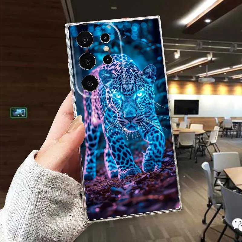 

Crystal Leopard Design Phone Case For Samsung Galaxy S26 S25 S24 S23 S22 S21 S20 S10 Lite FE Edge TPU 5G Transparent