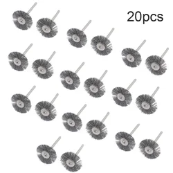 20pc Drill Brush Wire Wheel Brush 3.175*25/5mm Metal Polishing Wood Carving Brush For Electrical Grinder Rotary Tool Accessories