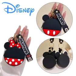 Disney Mickey Mouse Minnie Silicone Coin Purse Keychain Earphone Organizer Bag Charm Couple Pendants Children Toys Birthday Gift