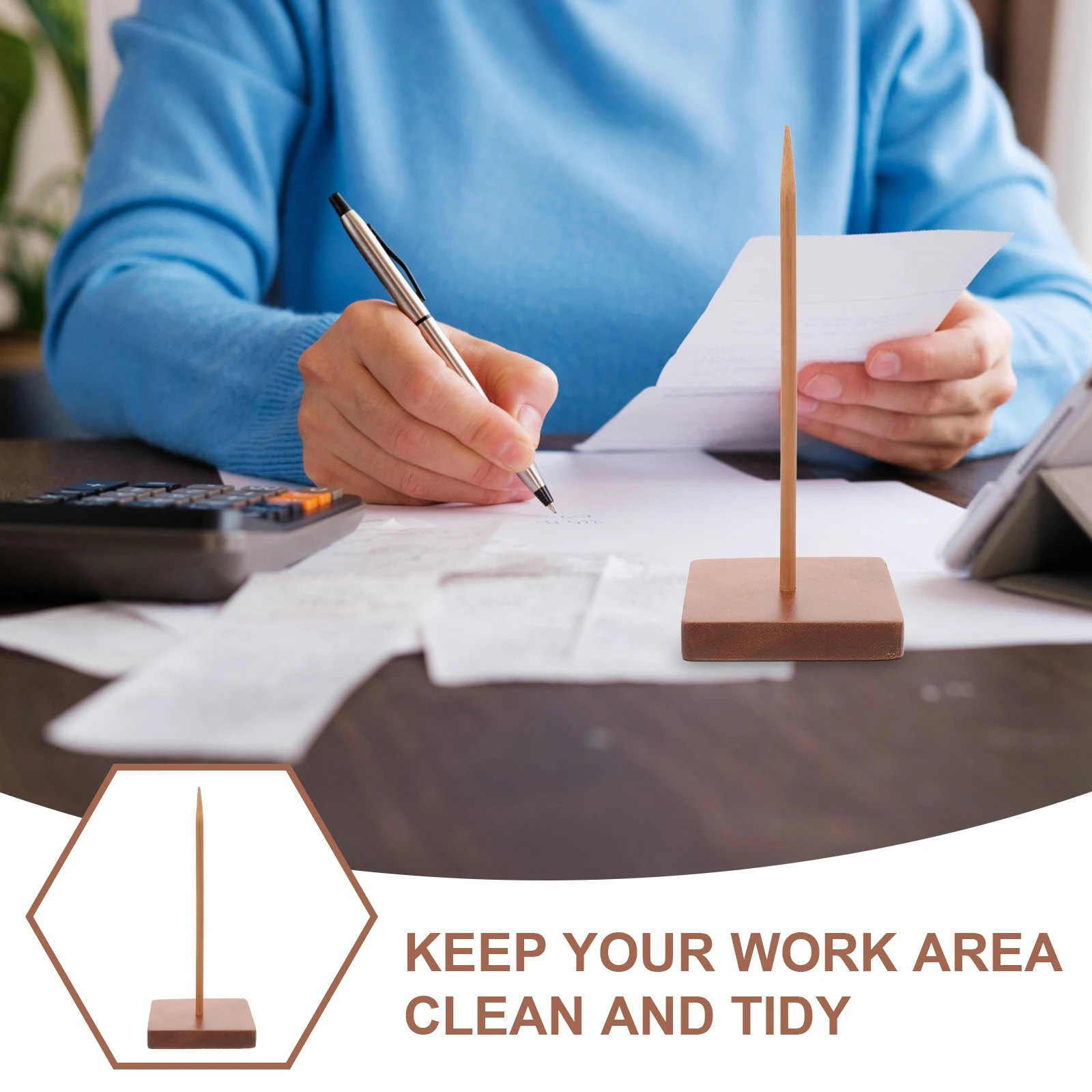 Walnut Ticket Insert Restaurant Holder Receipt Organizer Long Spike Stick Folder Memo Menu Spike Practical