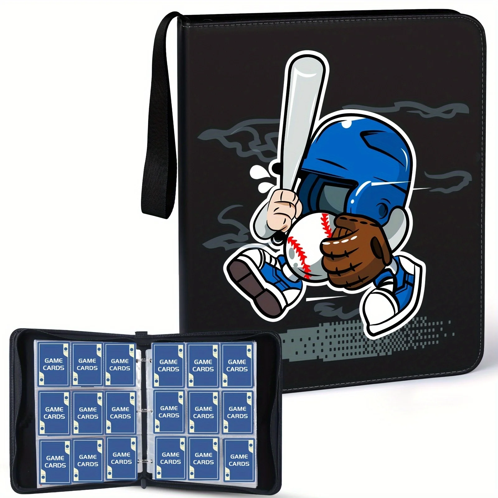 Card Binder Fits 900 Cards Sports Card Binder with 50 Removable Double-Sided Sleeves with Zipper, Fit Football Baseball Cards