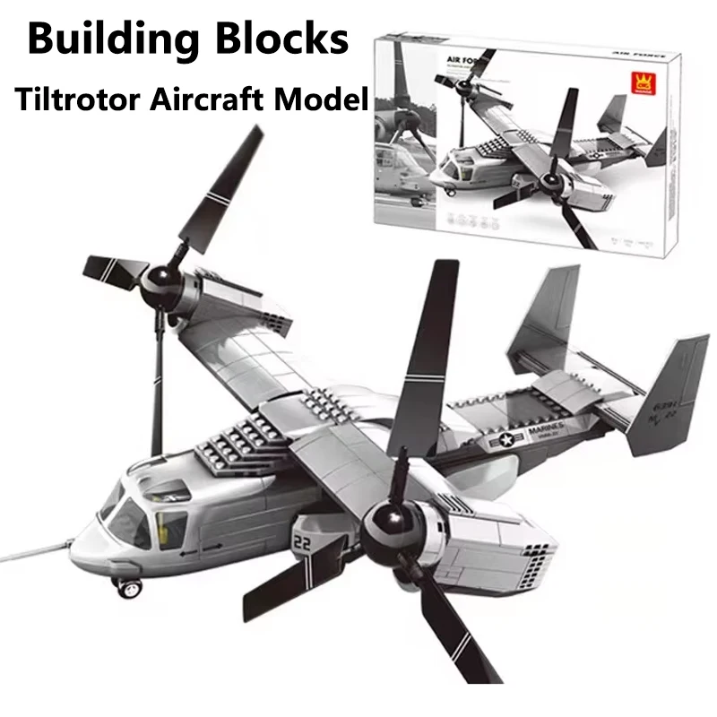 

460PCS Creative Kids Building Blocks Tiltrotor Aircraft Model Home Decoration Children's Toys For Boys Adults Gifts