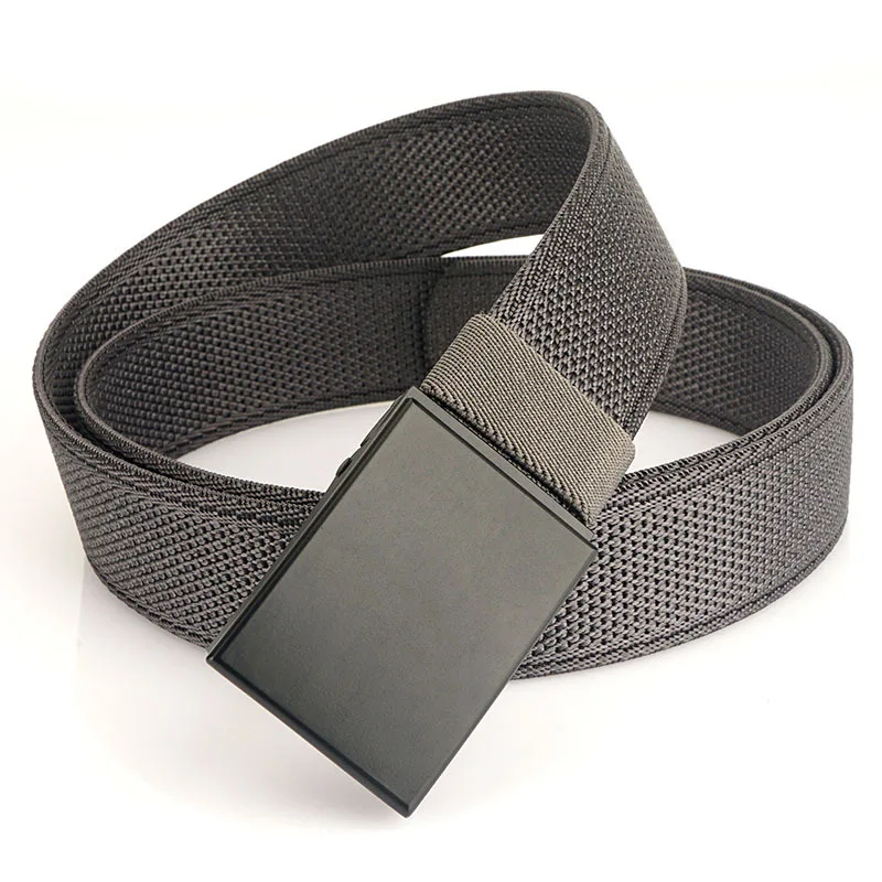 New Plate Buckle Nylon Elastic Belt Casual Simple Stretchy Waistband Fashion Versatile Woven Belt for Men