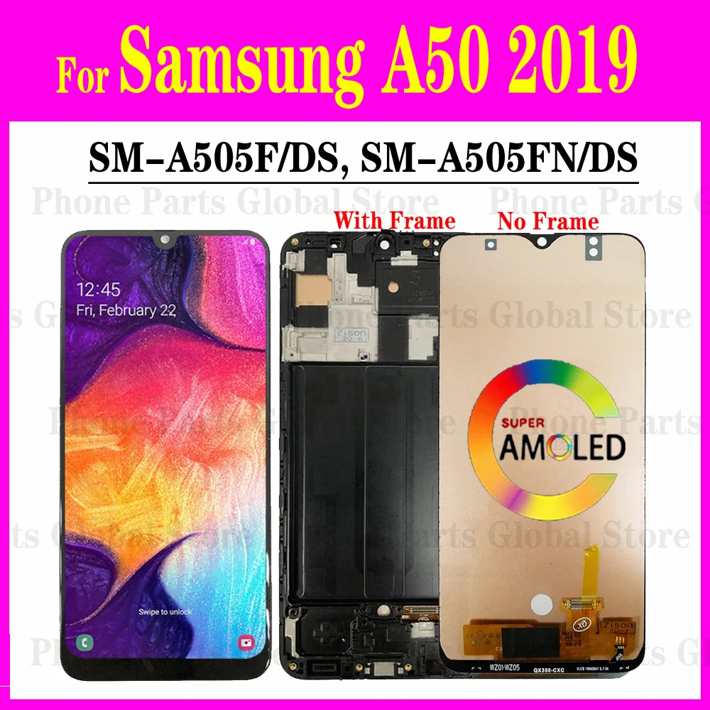 Для Samsung Galaxy A50 2019 A505 ЖК-дисплей с рамкой SM-A505F/DS A505FN сенсорный экран дигитайзер в сборе запасные части