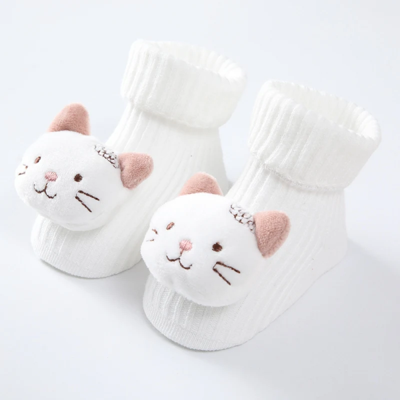 Spring Autumn Baby Socks Adorable Plush Cartoon Cat Decor Floor Socks Newborn Infant Cotton Soft Comfortable Indoor Short Socks