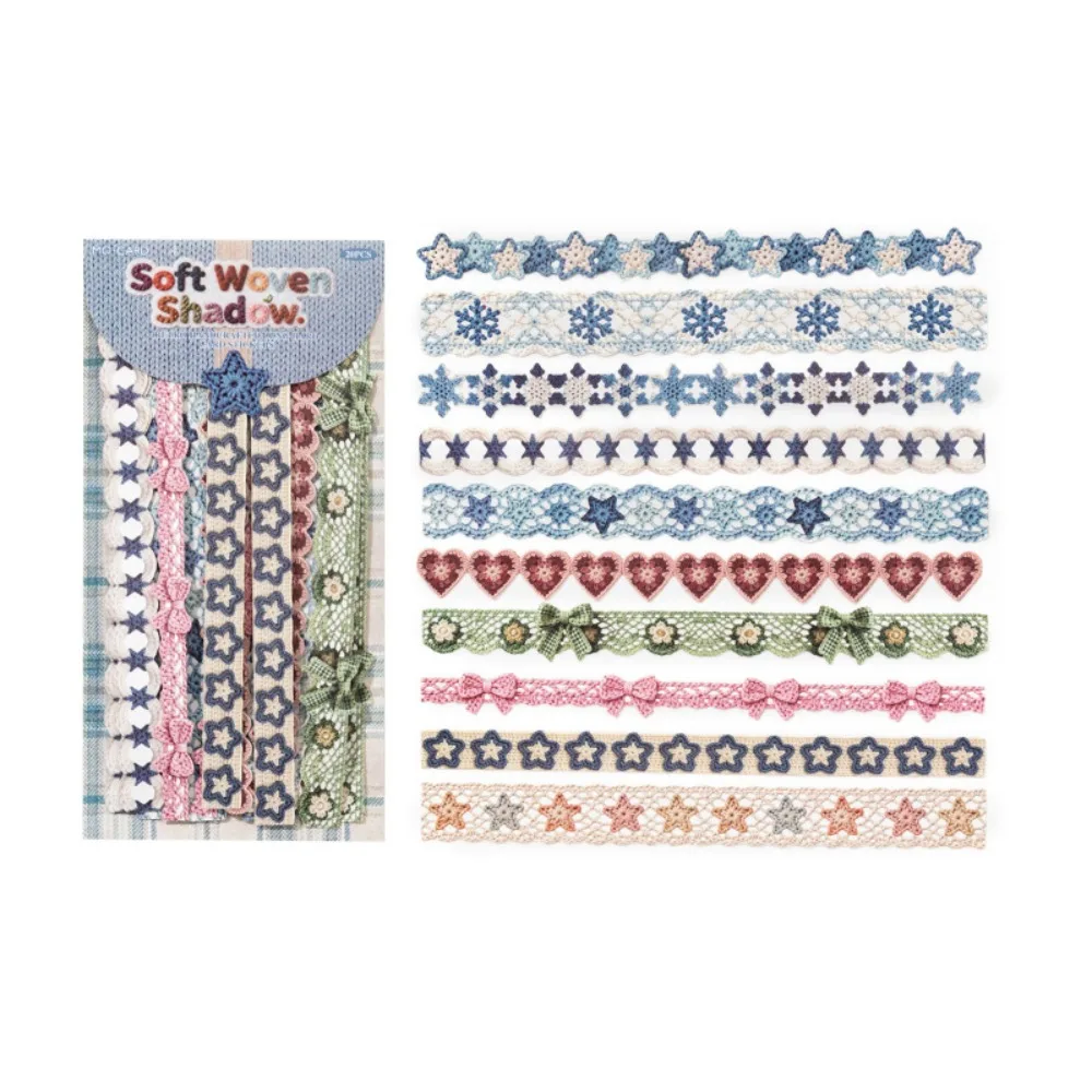 

20Pcs/Bag Handmade Crochet Series Sticker Strip Sweet Textured Paper Scrapbook Decoration Gift DIY Diary Album Frame Sticker