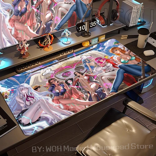 Imagen 2 del producto Alfombrilla de ratón de una pieza de Manga de Anime Robin Luffy Zoro Sanji Nami Law, alfombrilla para teclado de ordenador, accesorios para juegos, alfombrilla de escritorio XXL
