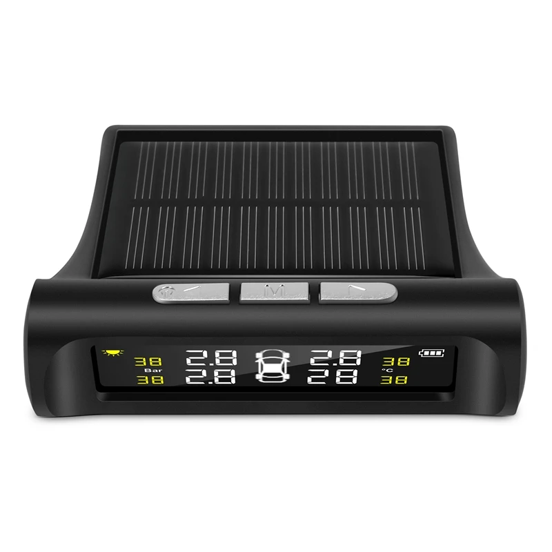 Solar Tpms Car Tire Pressure Alarm Monitoring System 4 External Automatic Alarm System Tire Pressure Temperature Warning