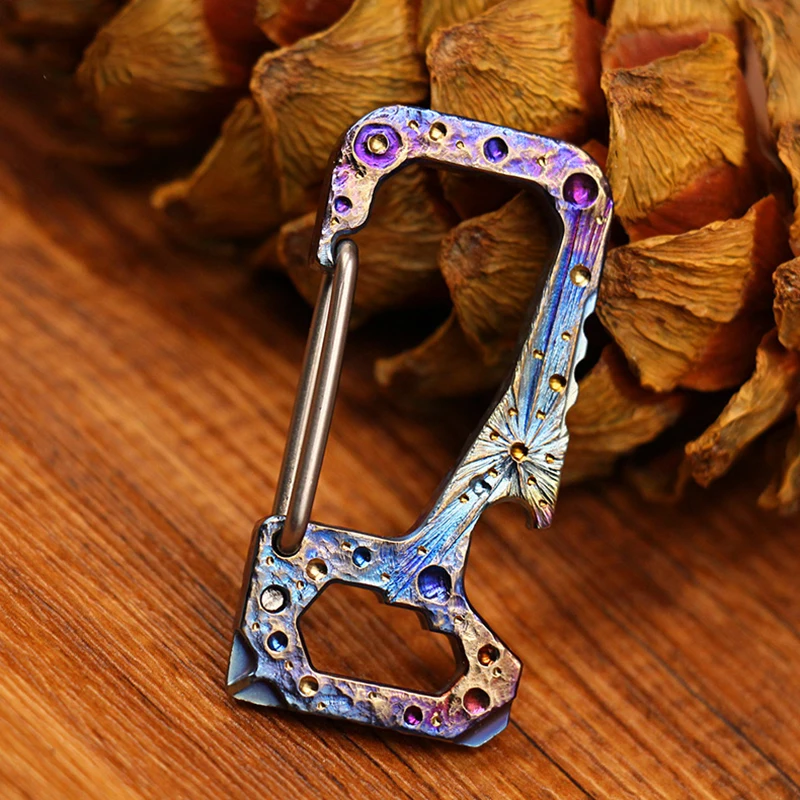 Handmade Starry Sky Limited Edition Titanium Alloy Key Chain Multi-functional Car Bottle Opener Waist Hook Buckle