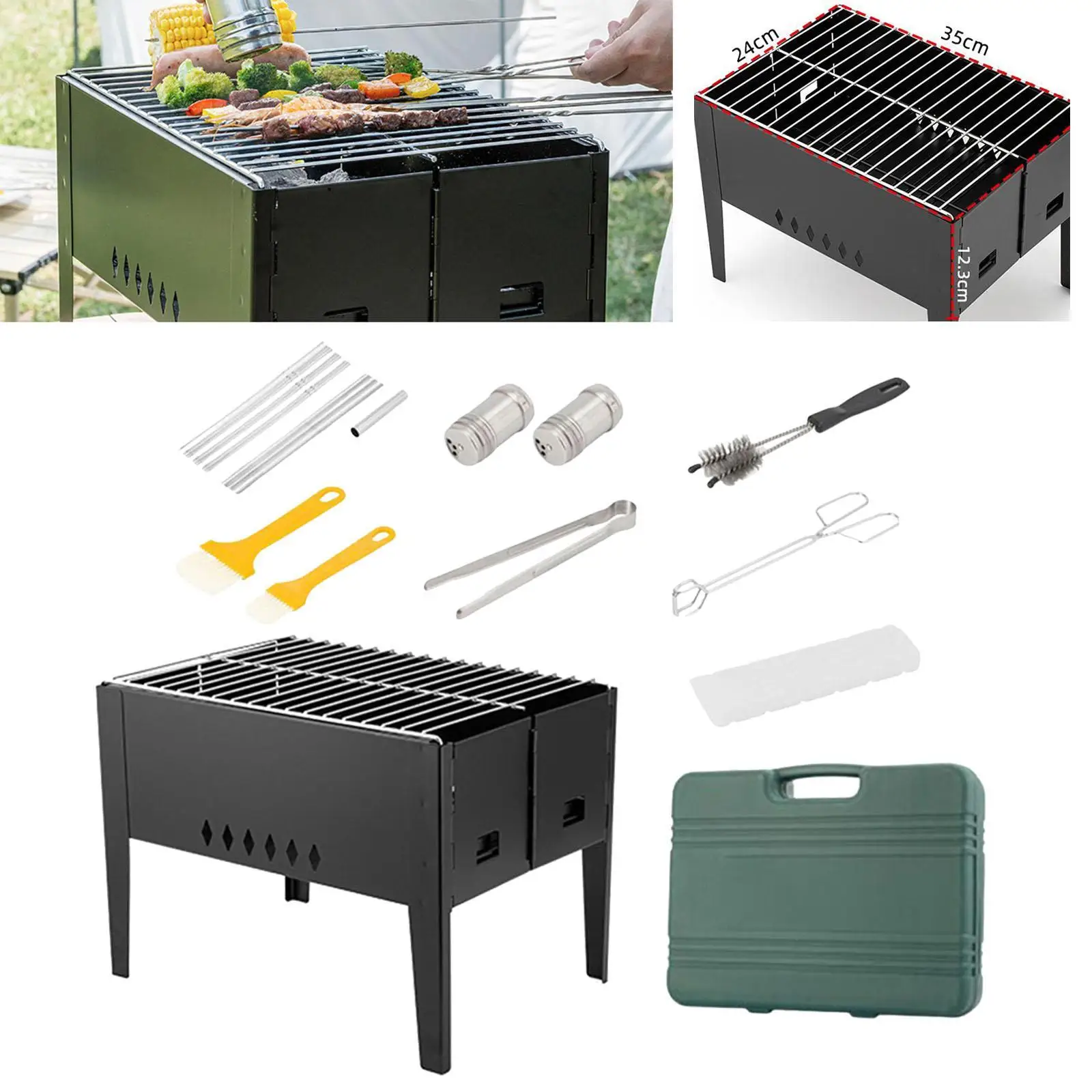 

BBQ Grill with Tool Box Barbecue Grill for Campfire Outdoor Backpacking