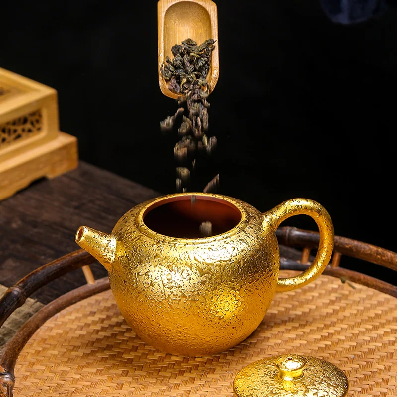 Teapot Ceramic Tea Cup Mug Gilding  Purple Sand Teaware Infuser Cracked Glaze Teacups Creative Porcelain Arabic Tableware