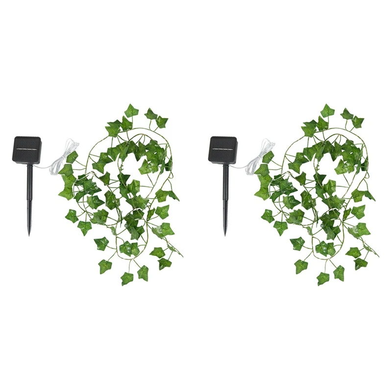 

32.8 Ft 100 LED Green Ivy Leaves Fairy String Lights 2 Pack Solar Powered String Lights, For Garden, Patio, Yard, Party