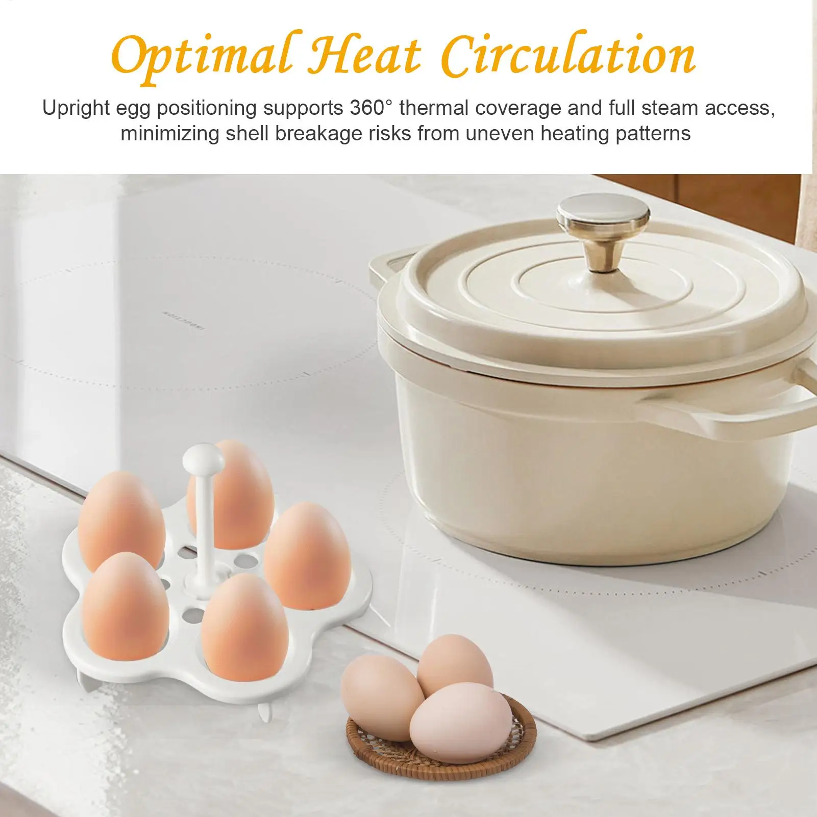 

4/5 Holes Egg Steaming Rack with Detachable Handle Boiled Egg Cooling Rack for Steamers Pot Kitchen Accessory Cooking Tool