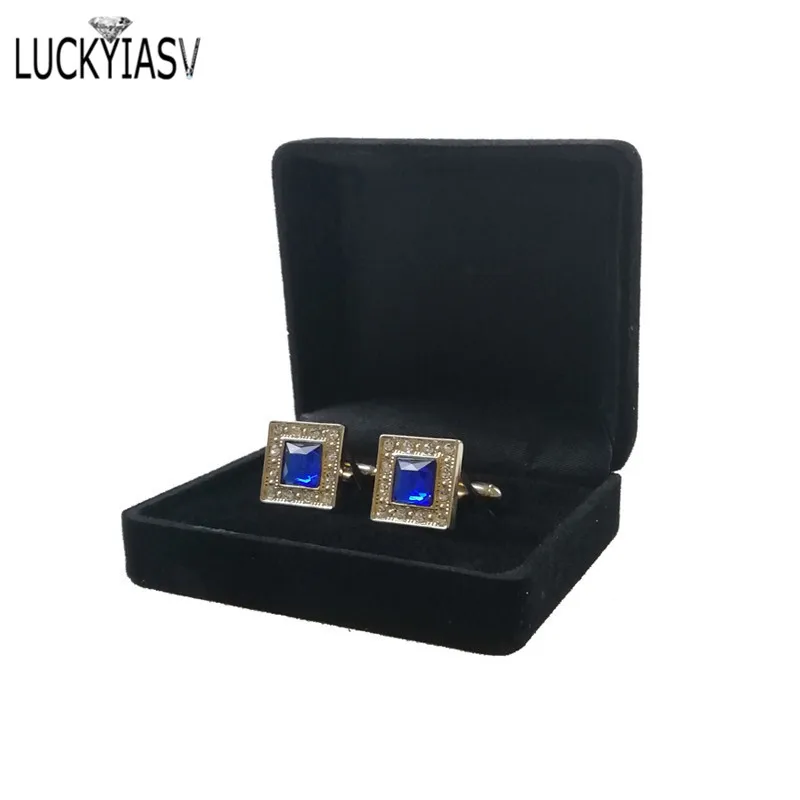 Wholesale Black Velvet Cufflinks Gift Box Men Shirt Cufflinks Gemelos Carrying Case Cuff Link Tie Clip Boxes