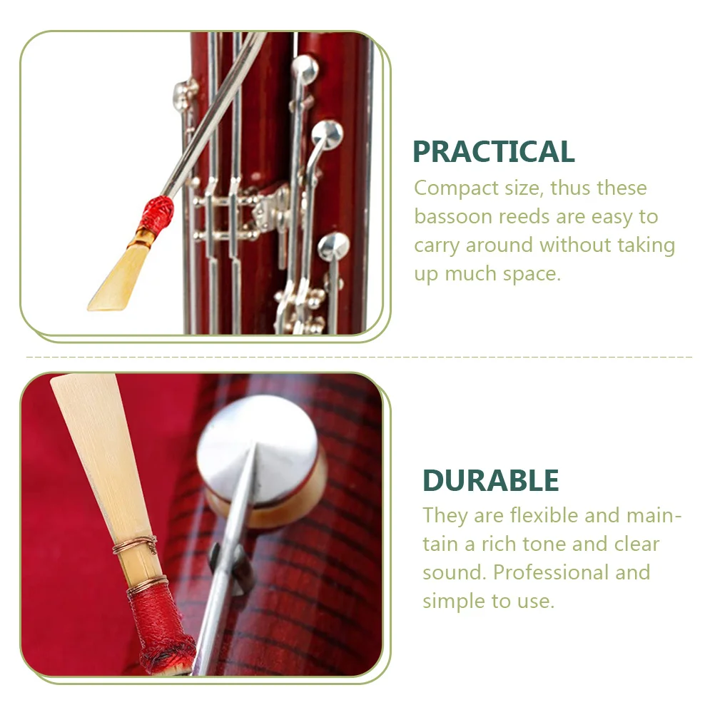 

2pcs Professional Bassoon Reeds Eco-Friendly Natural Durable For Students Instrument Accessories Bassoon Part Flexible Clear