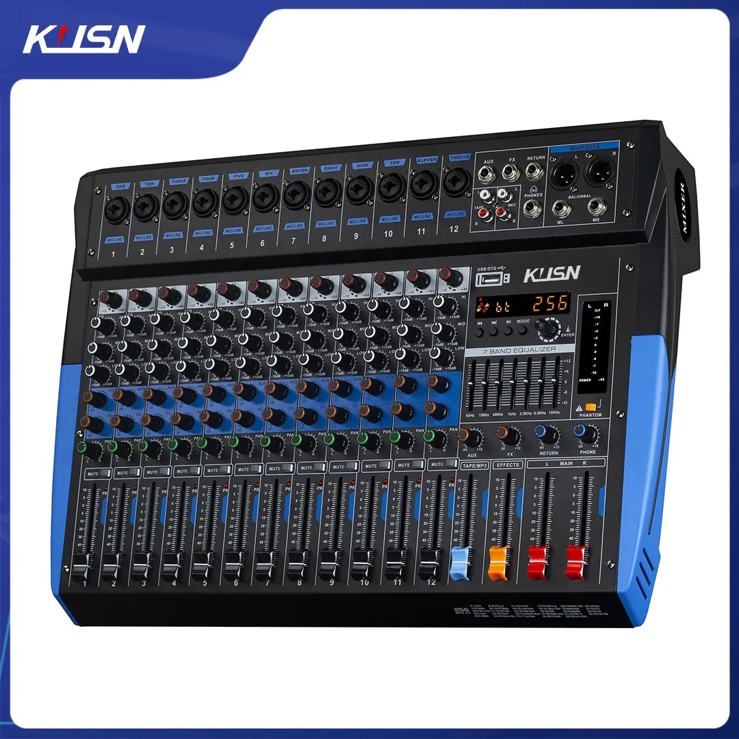 12 Channel 256 DSP Audio Mixer Sound Mixing Console with 24-bit DSP Bluetooth MP3 USB