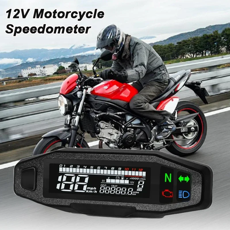 

12V Digital Motorcycle Speedometer Moto Meter Tachometer Odometer Instrument Sensor Speed Fuel Gauge Tacho RPM Meter Waterproof