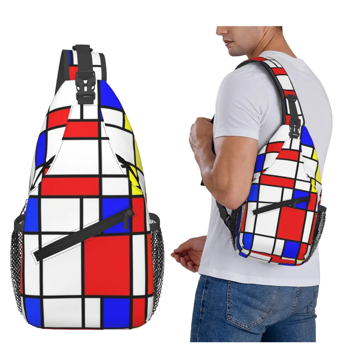 

Piet Mondrian De Stijl нагрудная сумка мужской рюкзак через плечо нагрудная сумка дорожный походный рюкзак сумка на плечо