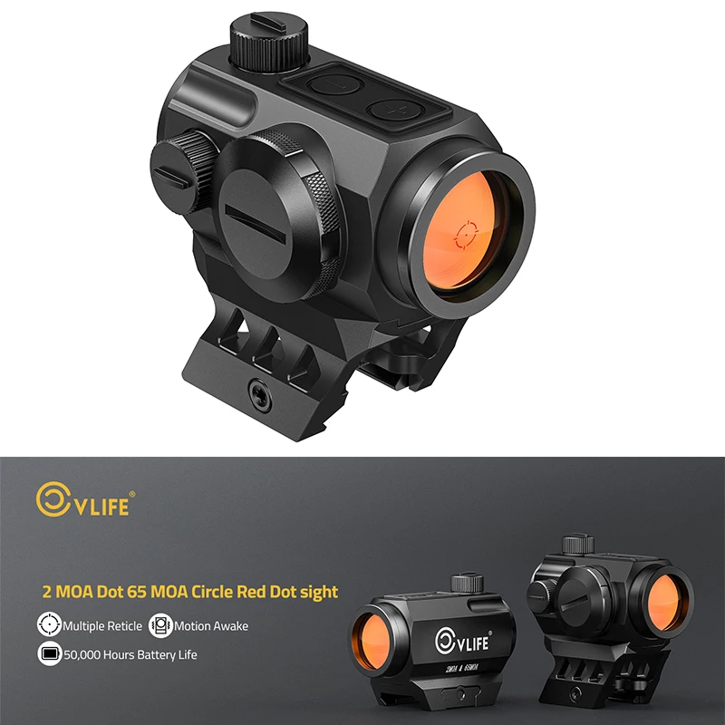 

CVLIFE Scope 2 MOA Dot & 65 MOA Circle Red Dot Sight Reflex Optics with Absolute Co-Witness Riser & Low Mount for 21mm Picatinny