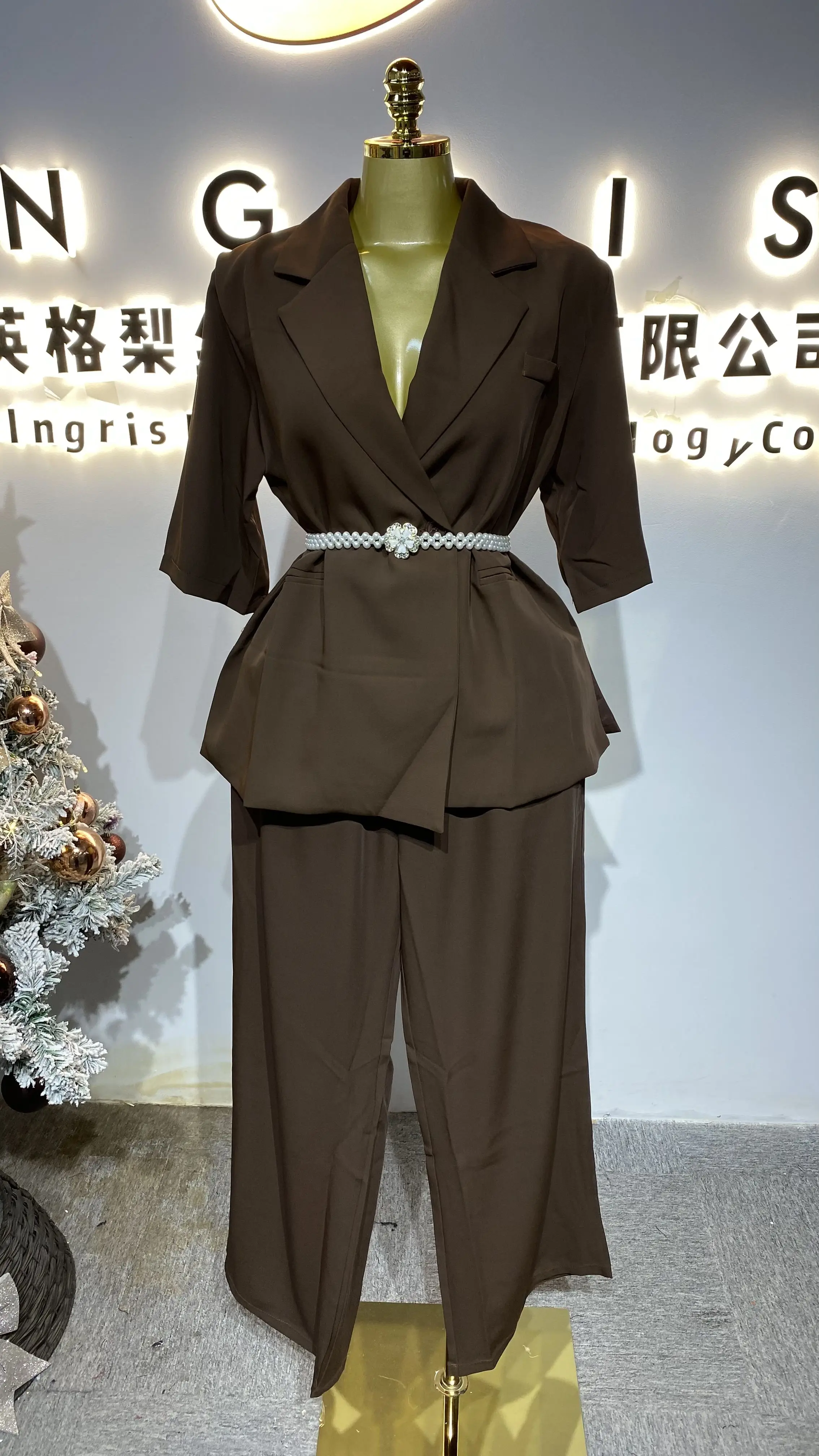 

Retro elegant long dress with lace, vintage oil painting print, slim waist, floor-length long sleeves, two-piece set-GZXX401