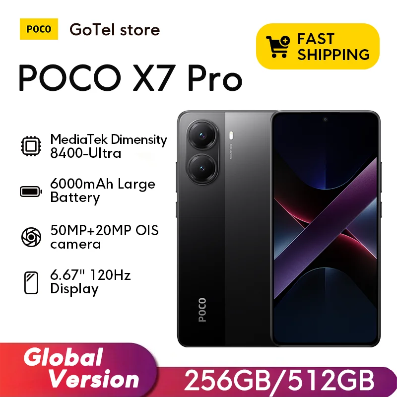 Globale Version POCO X7 Pro 5G 6,67" AMOLED-Dimensität 8400-Ultra 6000 mAh 90 W HyperCharge 50 MP OIS-Kamera 120 Hz NFC
