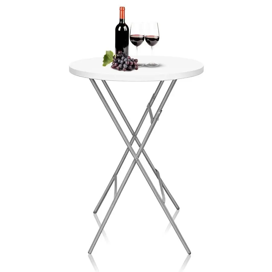 

32 Round Plastic Folding High Top Table Versatile Bar, Cocktail amp Portable Pub Table for Parties, Bistro amp EventsWhite