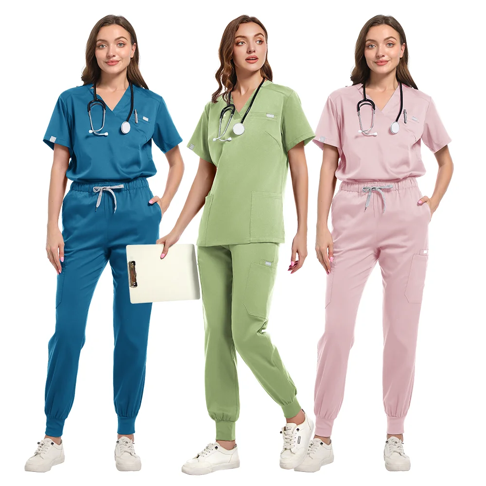 Veelkleurige Scrubs Uniform Korte Mouw Tops + Broek Verpleging Vrouwen Dierenwinkel Arts Medische Chirurgie Werkkleding Set