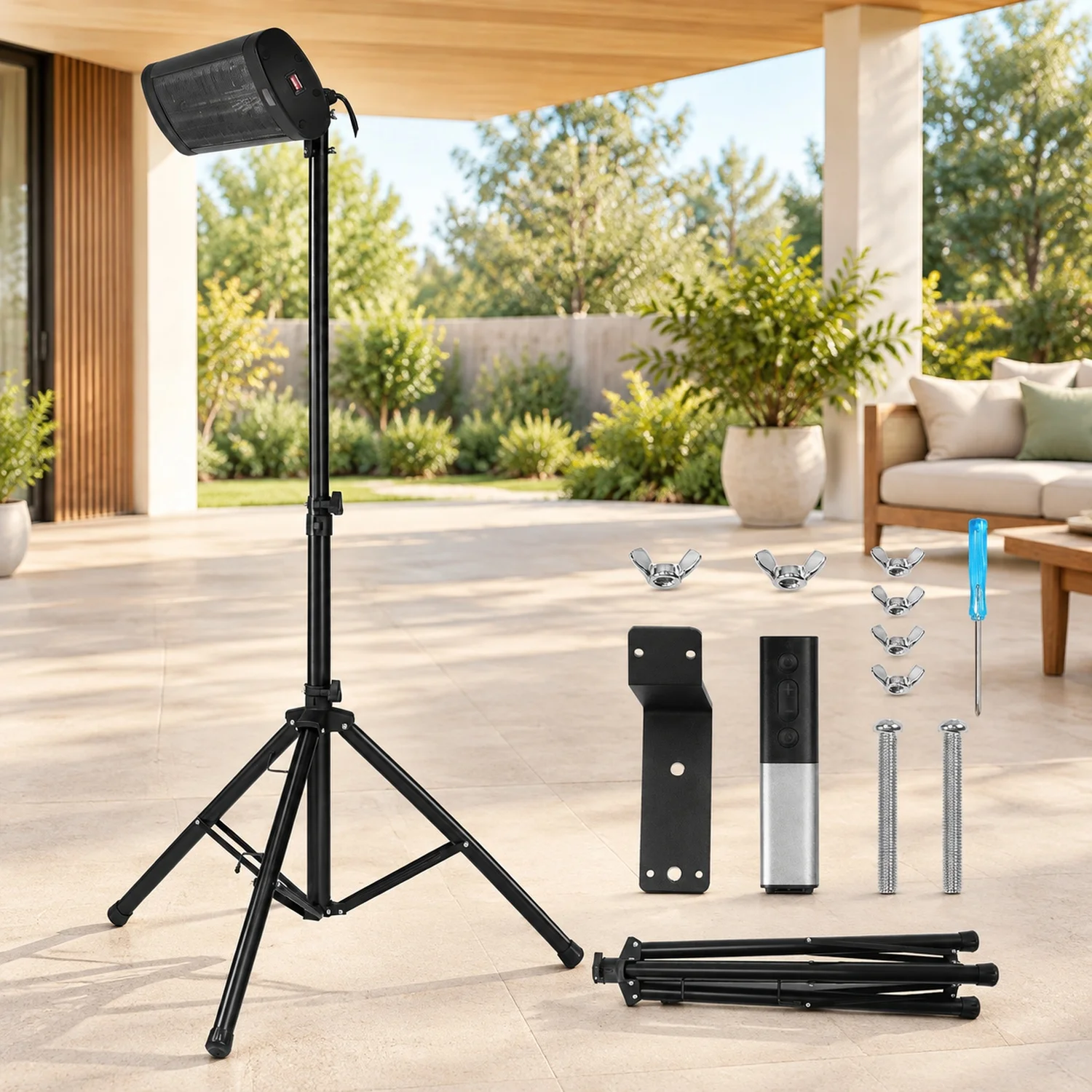 Infrared Heater, 1500W Remote Control Electric Space, LED Screen Patio w/ 3 Speeds & Timer, Outdoor/ for Porch,Dining