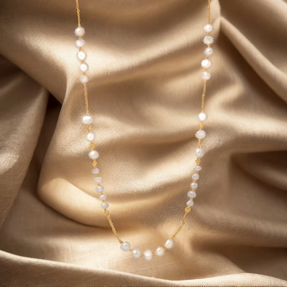 

Women's Necklace Freshwater Pearl Long Stainless Steel Sweater Chain Fashionable Jewelry Accessories