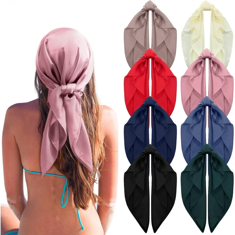 

Zhanmai 8 Pcs 27.5 x 27.5 Inch Square Satin Head Scarves Women Silk Bandana Hair Scarves Hair Wrap Neck Scarf for Sleeping