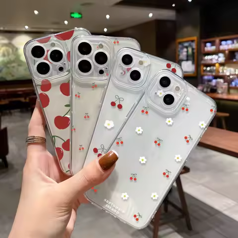 Case For Samsung Galaxy S25 S24 Ultra S23 S22 S21 S20 Plus S24FE FE A55 A56 A36 A26 A54 A52 A24 A7 2018 cover Cherry Fruit Soft