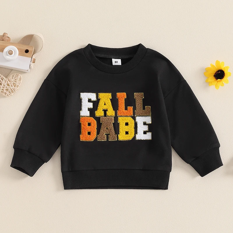 2024-05-30 Lioraitiin Toddler Baby Boys Girls Hoodie Long Sleeve Sweatshirt Embroidery Letters Fall Clothes