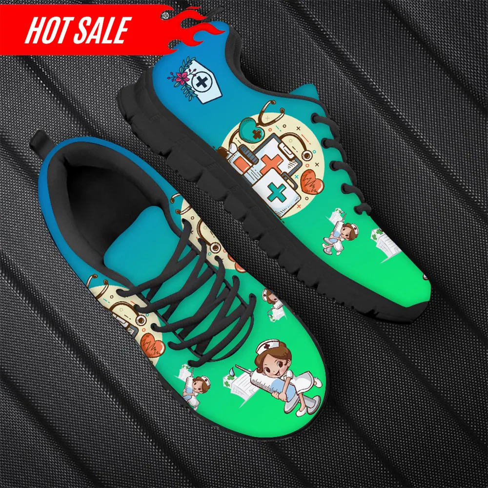 Gradient Cartoon Nurse Doctor Medical Brand Design Flats Nursing Shoes Woman Spring/Autumn Sneakers Breathable Shoes