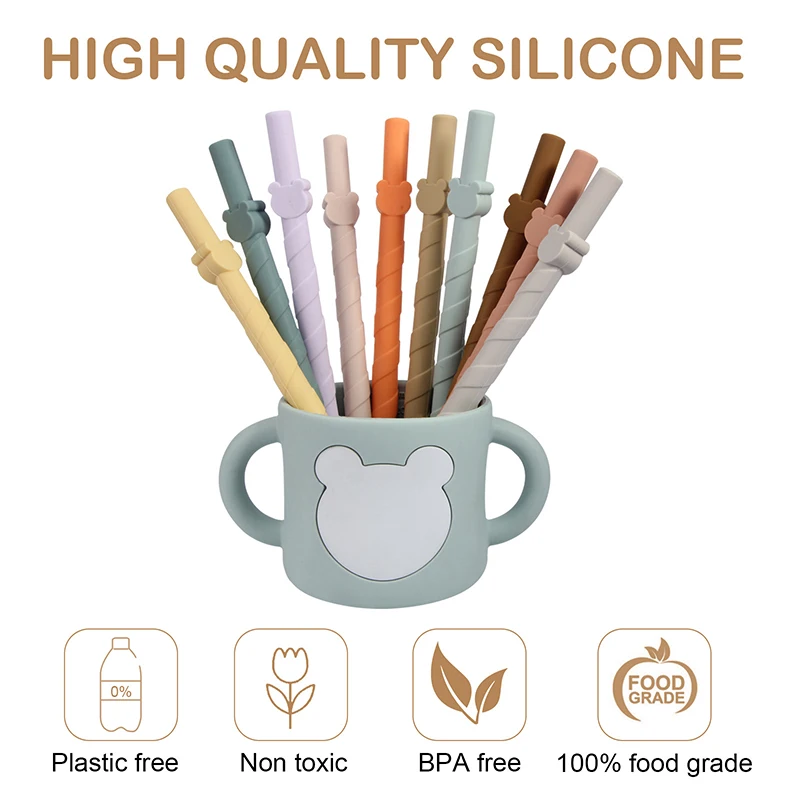 Safe Baby Straws Without Bisphenol A Bendable Straws Silicone Straws For Babies Heat-Resistant Food Straw Products