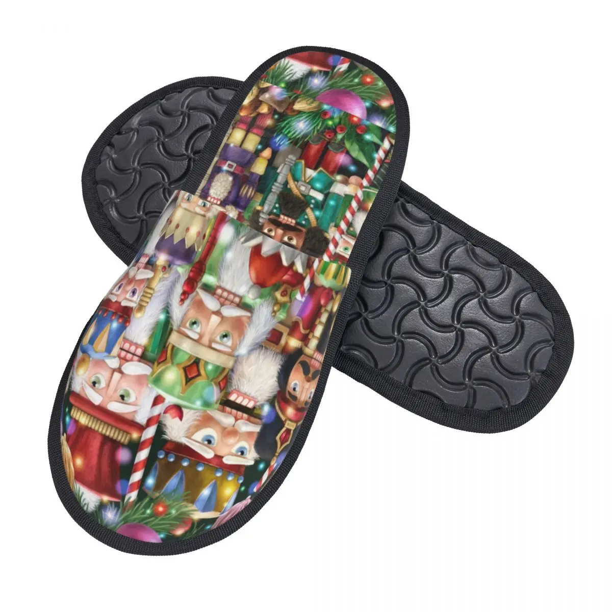 Festival Of Nutcrackers House Slippers Women Cozy Memory Foam Christmas Slip On Bedroom Slipper Shoes