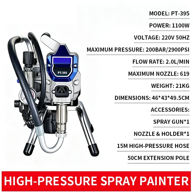 220V/110V High-Pressure Airless Spray Painters, Professional Spray Guns for Paint/Latex Paint, Spraying Tools