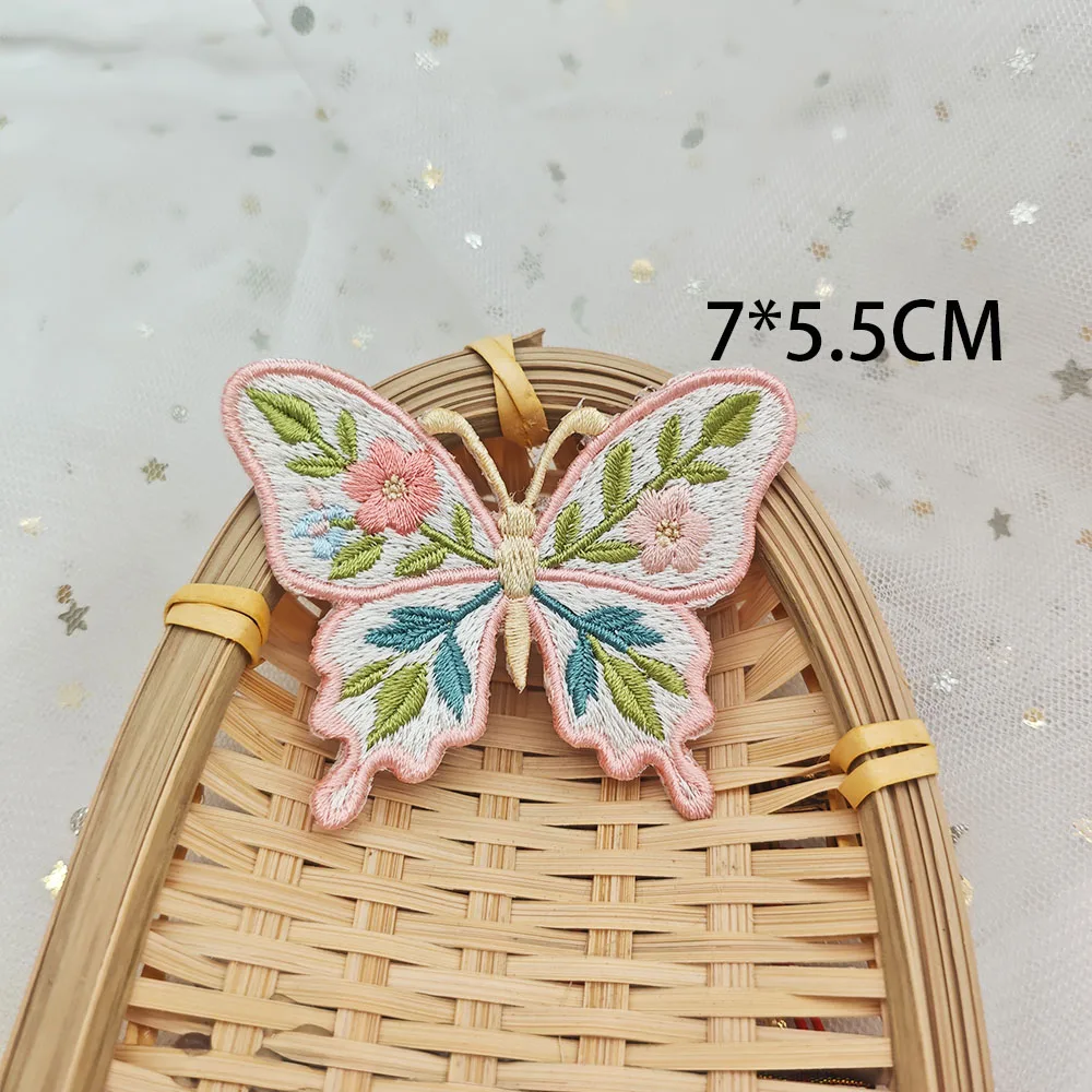Vintage-Blumen-Schmetterlings-Stickerei zum Aufbügeln, niedliche Wärmeübertragungsapplikation für DIY-Kleidung, Jacken, Dekoration, einfach anzubringen. – Detail 24
