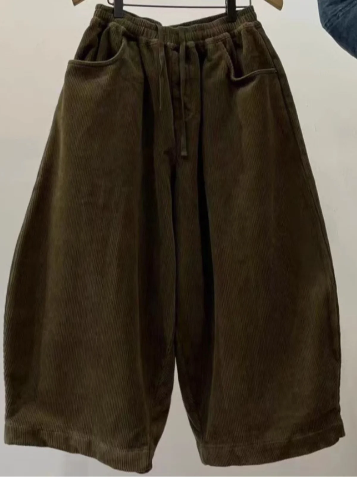 Retro Faion Cordmesser-Harlan-Hose, hohe Taille, gerades Bein, Freizeithose, künstlerisches Design, Schlankheitseffekt