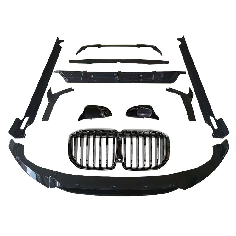 G07 23+ Black Kit for BMW X7 G07 Lci Upgrade Black Knight Bodykit Front Lip Diffuser Side Skirt Spoiler Grill Mirror Cover