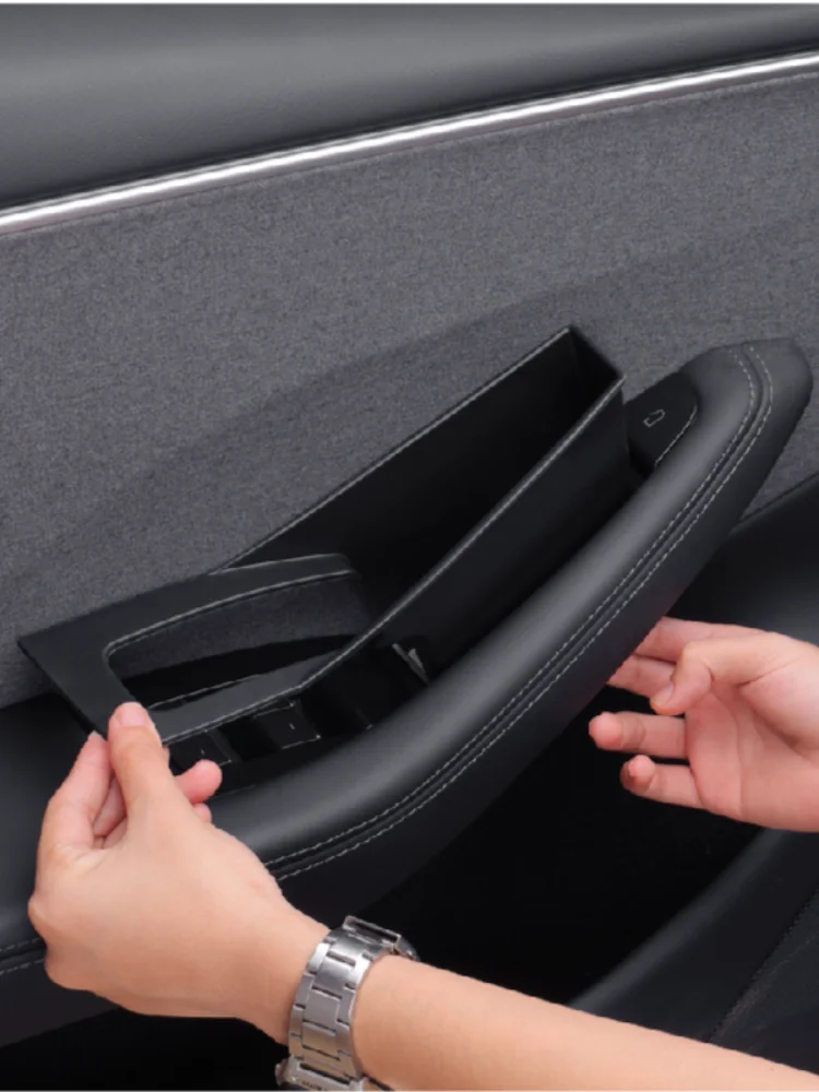 For Tesla Model Y Juniper 2025-2026 Model 3 Highland 2024-2025 Door Handle Inner Storage Box Organizer Tray Car Accessories